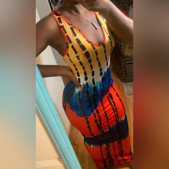 Women’s Tie Dye Print U-Neck Sleeveless Maxi Dress | Size 2XL - Picture 2 of 6